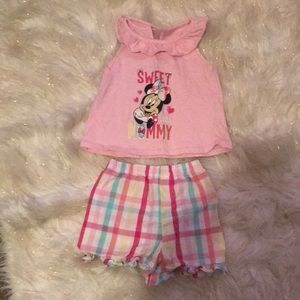 Minnie Mouse “sweet like mommy” tank&plaid shorts
